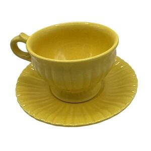 STANGL Pottery Cup and Saucer Yellow 1388‎ Mid-Century 1950's